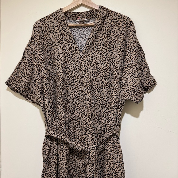 Women’s Joe Fresh Brand Leopard Print V-Neck Tie Waist Short Sleeve Dress S: 2X - Picture 15 of 16